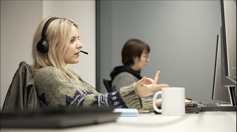 Team member at their workstation